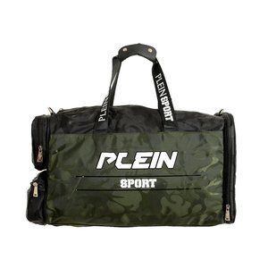 Plein Sport Men's Military Green Logo Print Large Travel Gym Duffle Backpack Bag